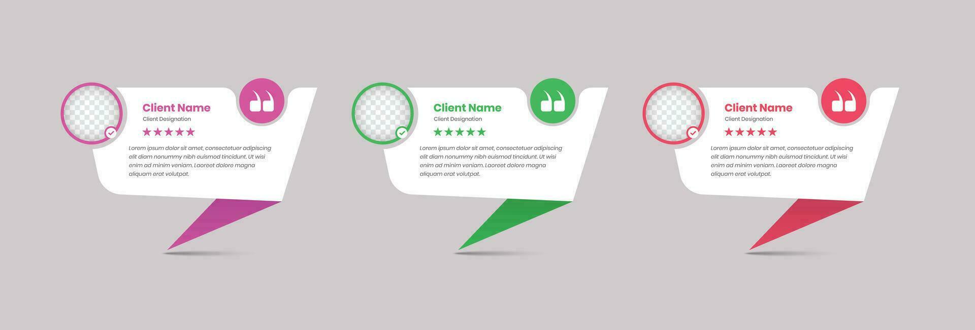 Simple client feedback card with avatar and rating star on abstract message bubble shape vector