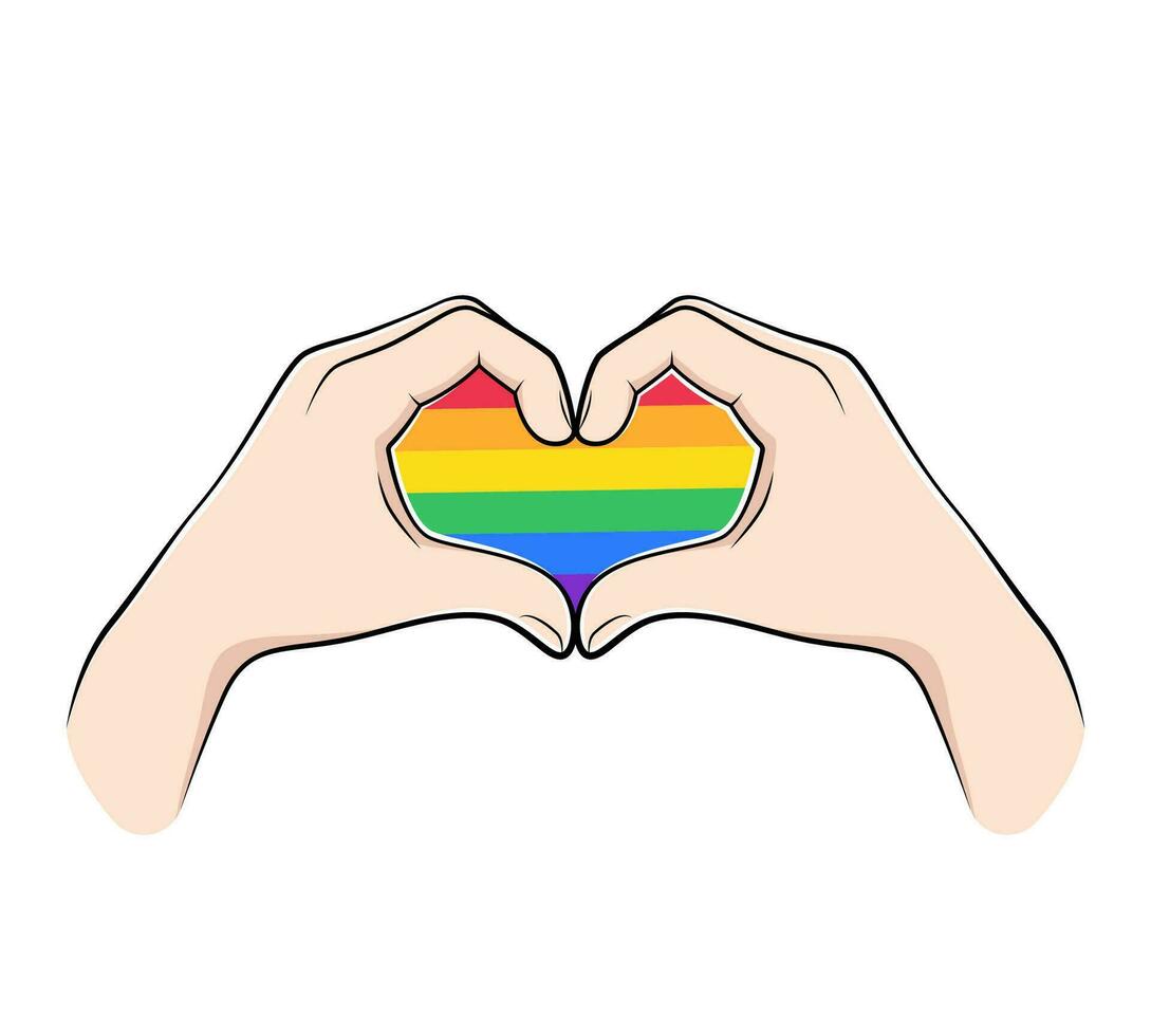 LGBT finger heart, love hand sign vector drawing