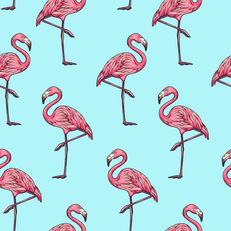 Flamingo bird seamless pattern, background vector