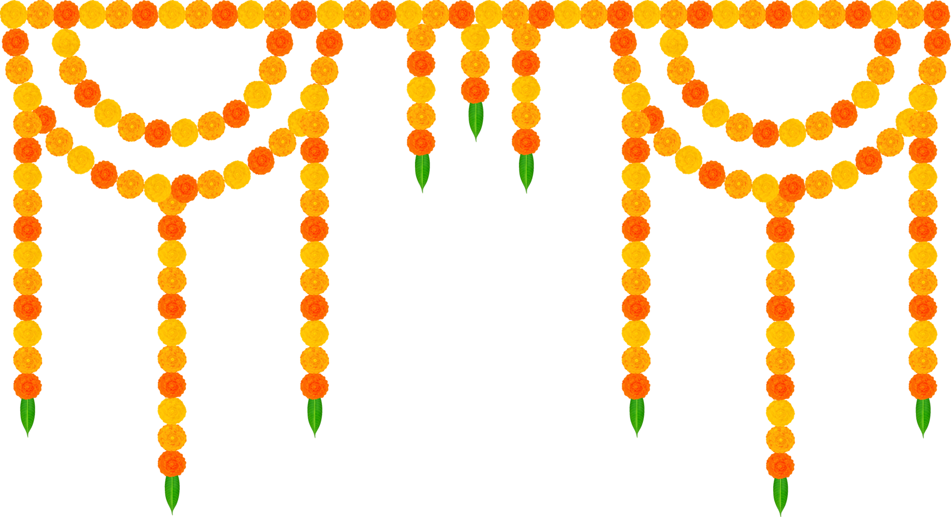 Mango Leaves and Marigold Flowers Garland For Indian Festival