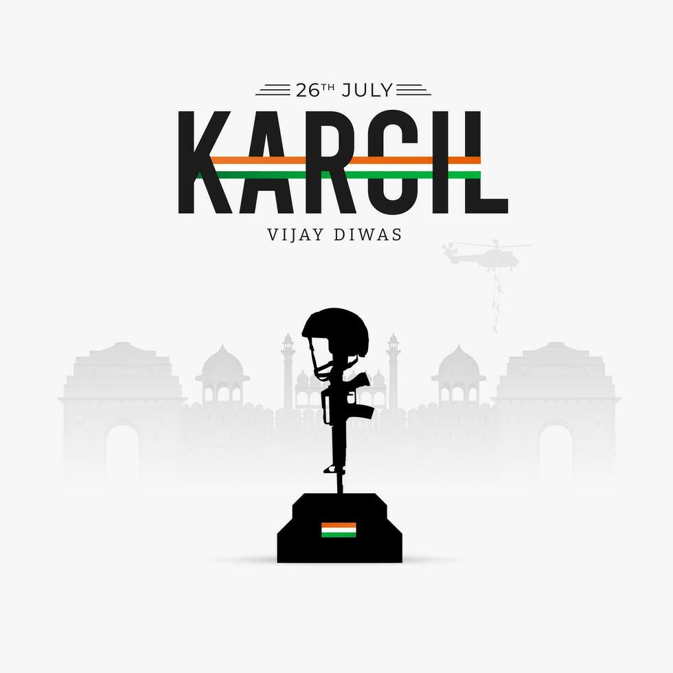 26th July Kargil Vijay Diwas Design Concept With Indian Flag And Army Social Media Post vector