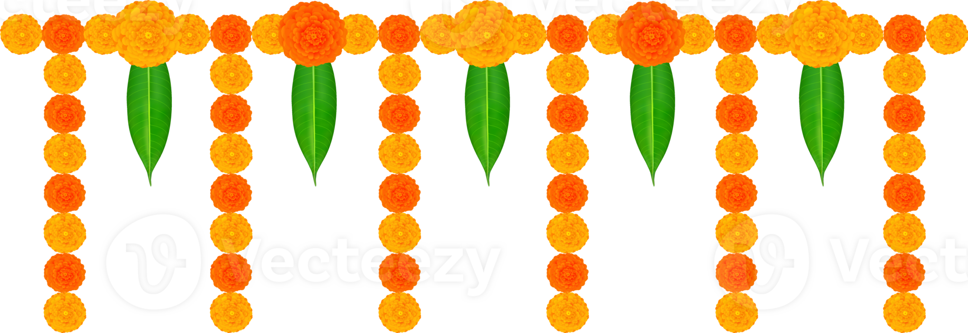 mango bladeren en goudsbloem bloemen slinger voor Indisch festival decoratie png