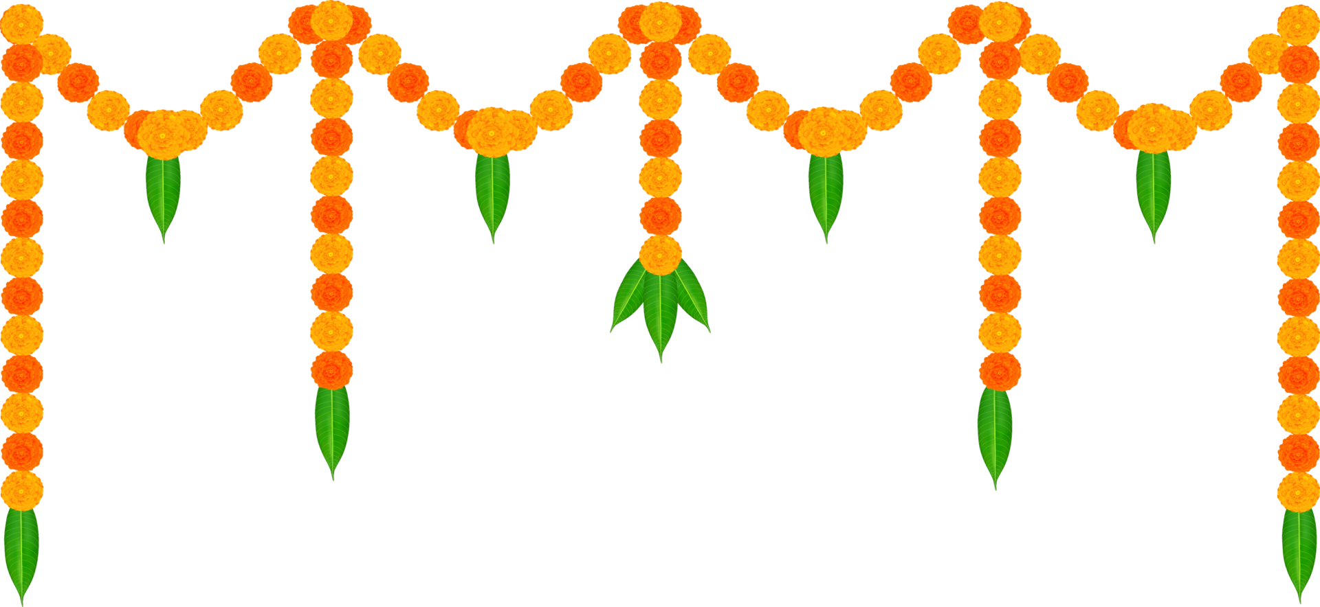 Mango Leaves and Marigold Flowers Garland For Indian Festival