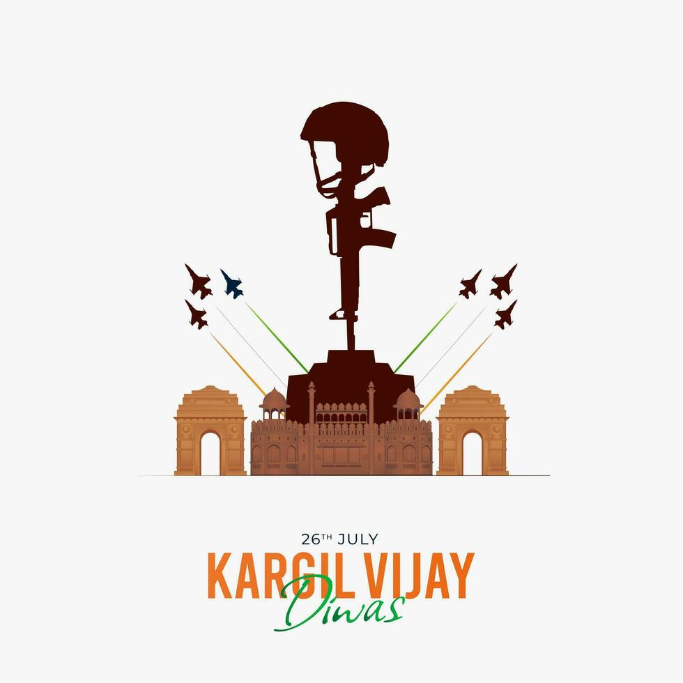 26th July Kargil Vijay Diwas Design Concept With Indian Flag and Army Social Media Post vector