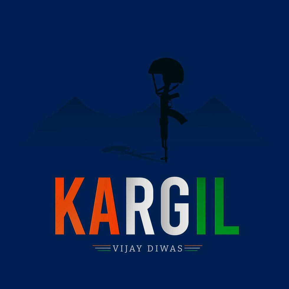 26th July Kargil Vijay Diwas Design Concept With Indian Flag and Army Social Media Post vector