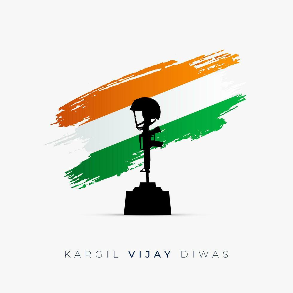 26 julio kargil vijay diwas diseño concepto con indio bandera y Ejército social medios de comunicación enviar vector