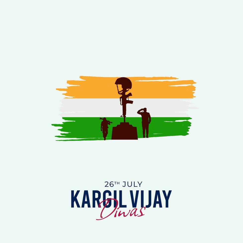 26th July Kargil Vijay Diwas Design Concept With Indian Flag and Army Social Media Post vector