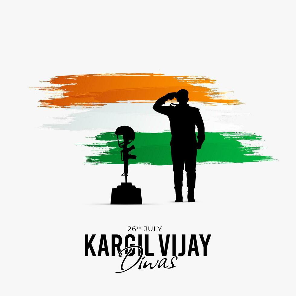 26th July Kargil Vijay Diwas Design Concept With Indian Flag and Army Social Media Post vector