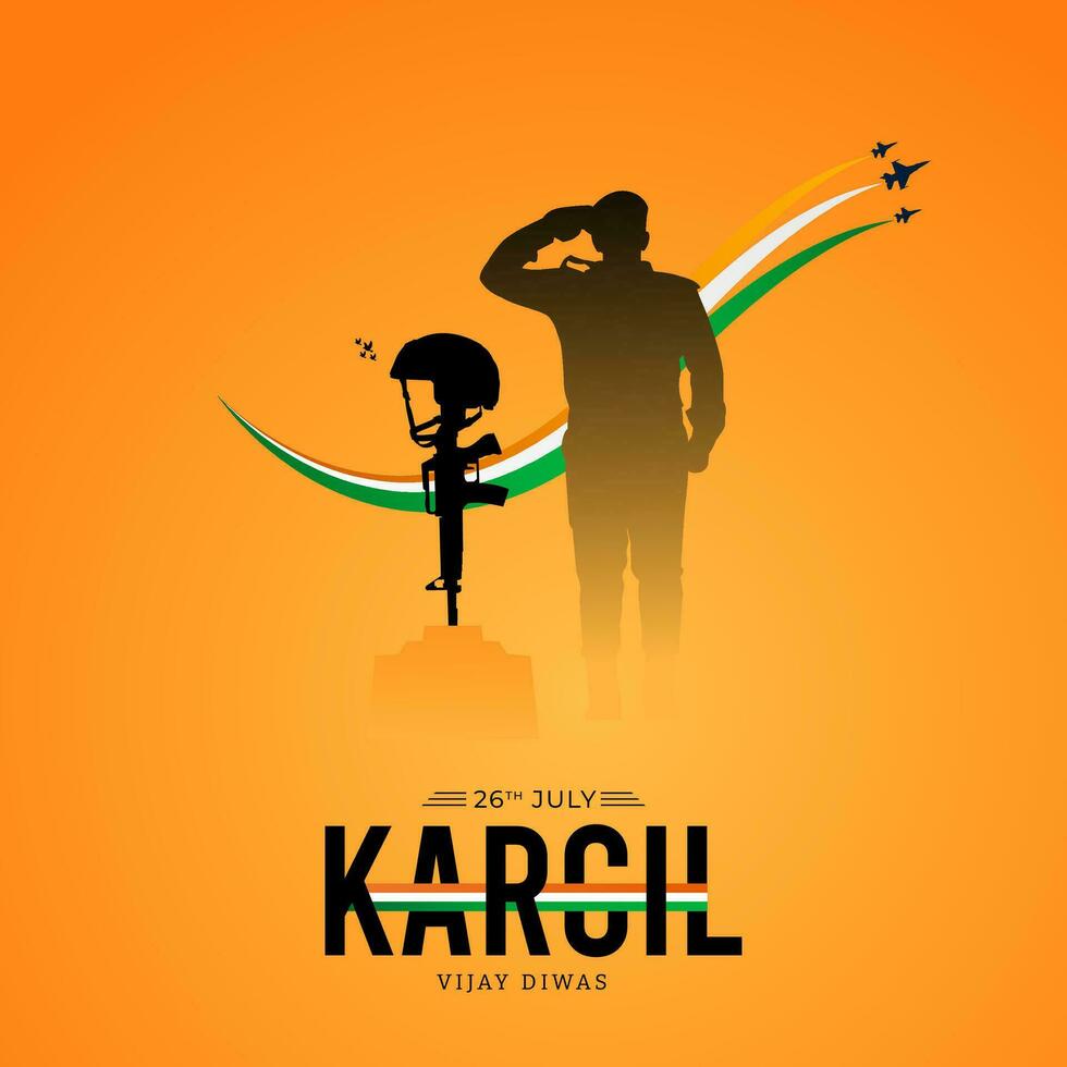 26th July Kargil Vijay Diwas Design Concept With Indian Flag and Army Social Media Post vector