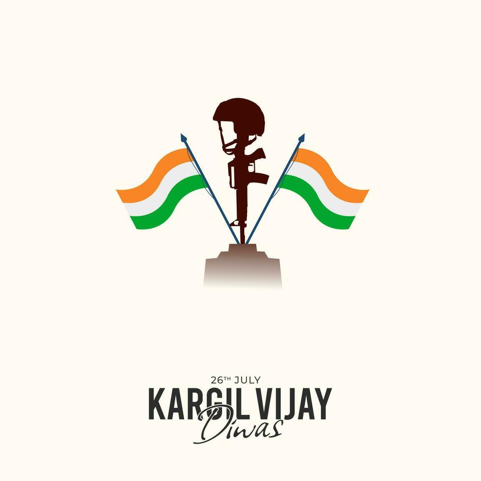 26th July Kargil Vijay Diwas Design Concept With Indian Flag and Army Social Media Post vector