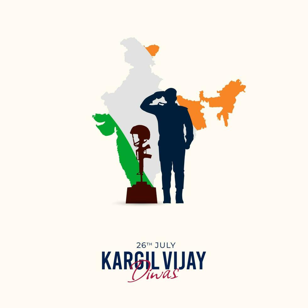 26th July Kargil Vijay Diwas Design Concept With Indian Flag and Army Social Media Post vector