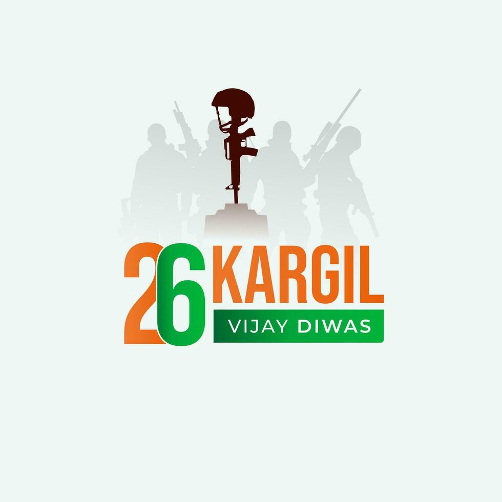 26 julio kargil vijay diwas diseño concepto con indio bandera y Ejército social medios de comunicación enviar vector