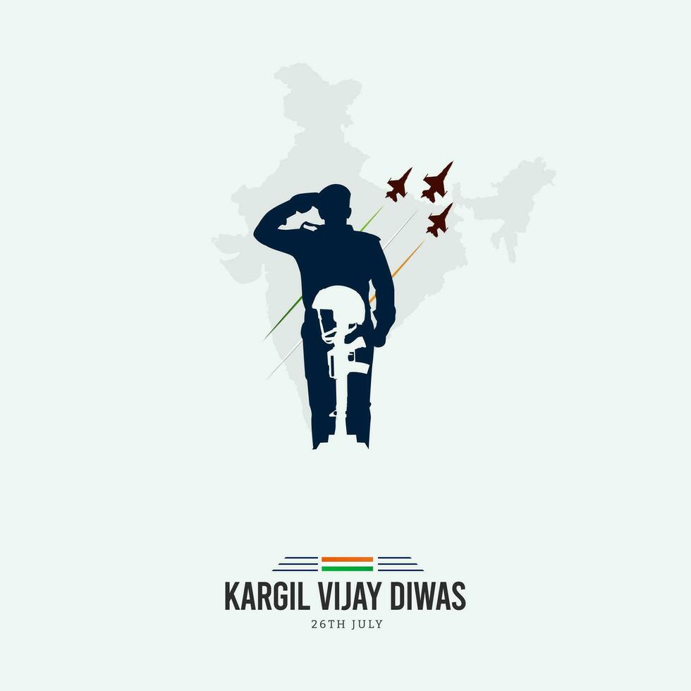 26th July Kargil Vijay Diwas Design Concept With Indian Flag and Army Social Media Post vector