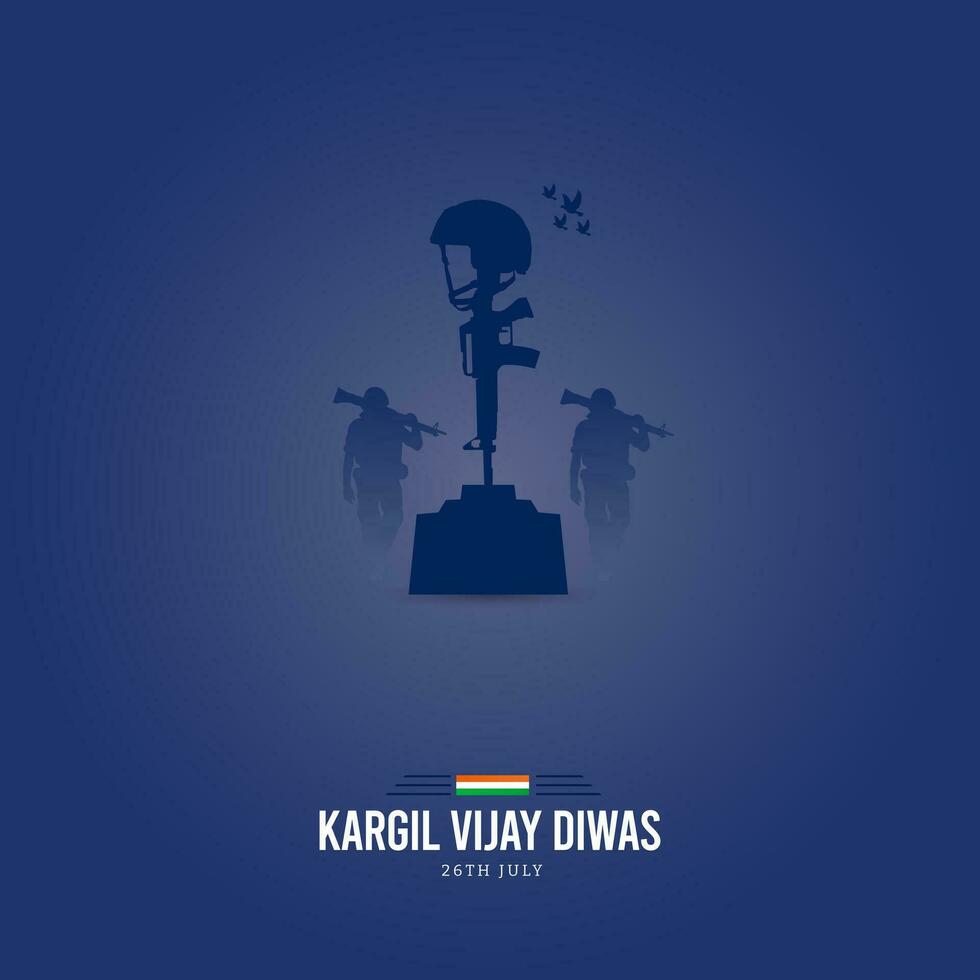 26th July Kargil Vijay Diwas Design Concept With Indian Flag and Army Social Media Post vector