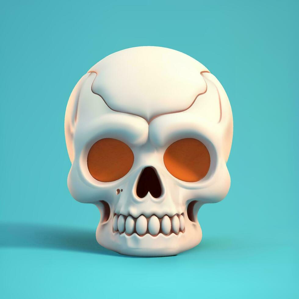 3D cute cartoon skull. Vector Illustration