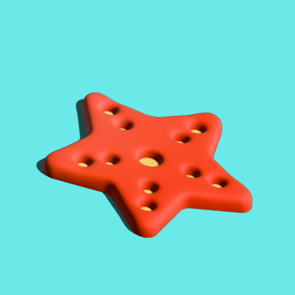 red volumetric 3D star, volumetric figure 3D, starfish psd