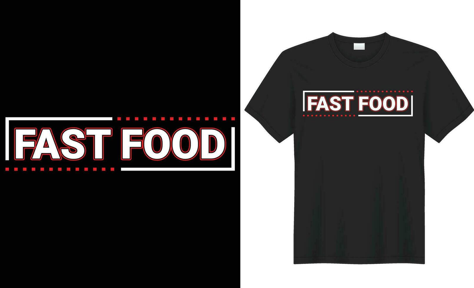 Fast food typography vector t-shirt design. Perfect for print items and bags, template, poster, sticker, gift, banner. Handwritten vector illustration. Isolated on black background.