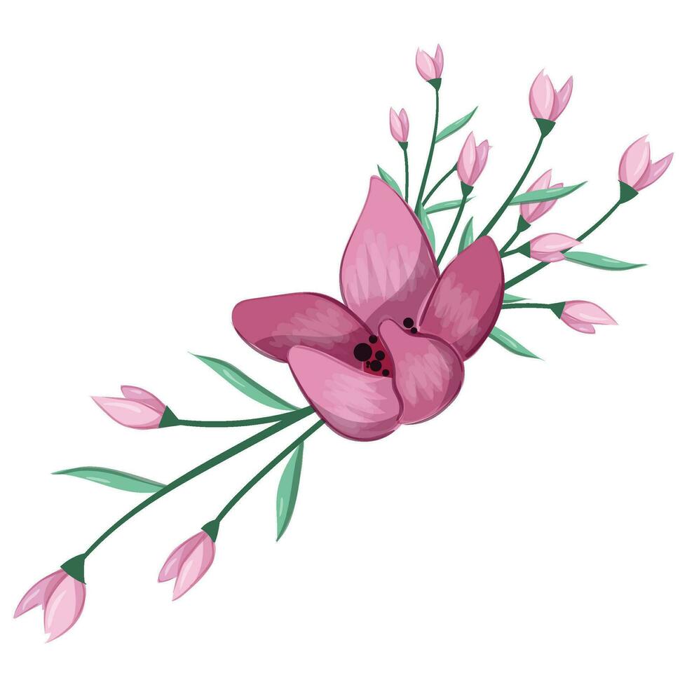 medio floración rosado flor arbusto vector