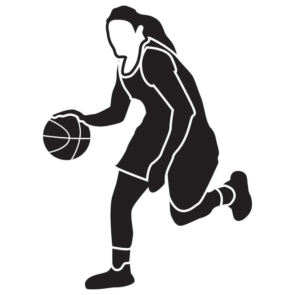 baloncesto muchachas pose sólida vector