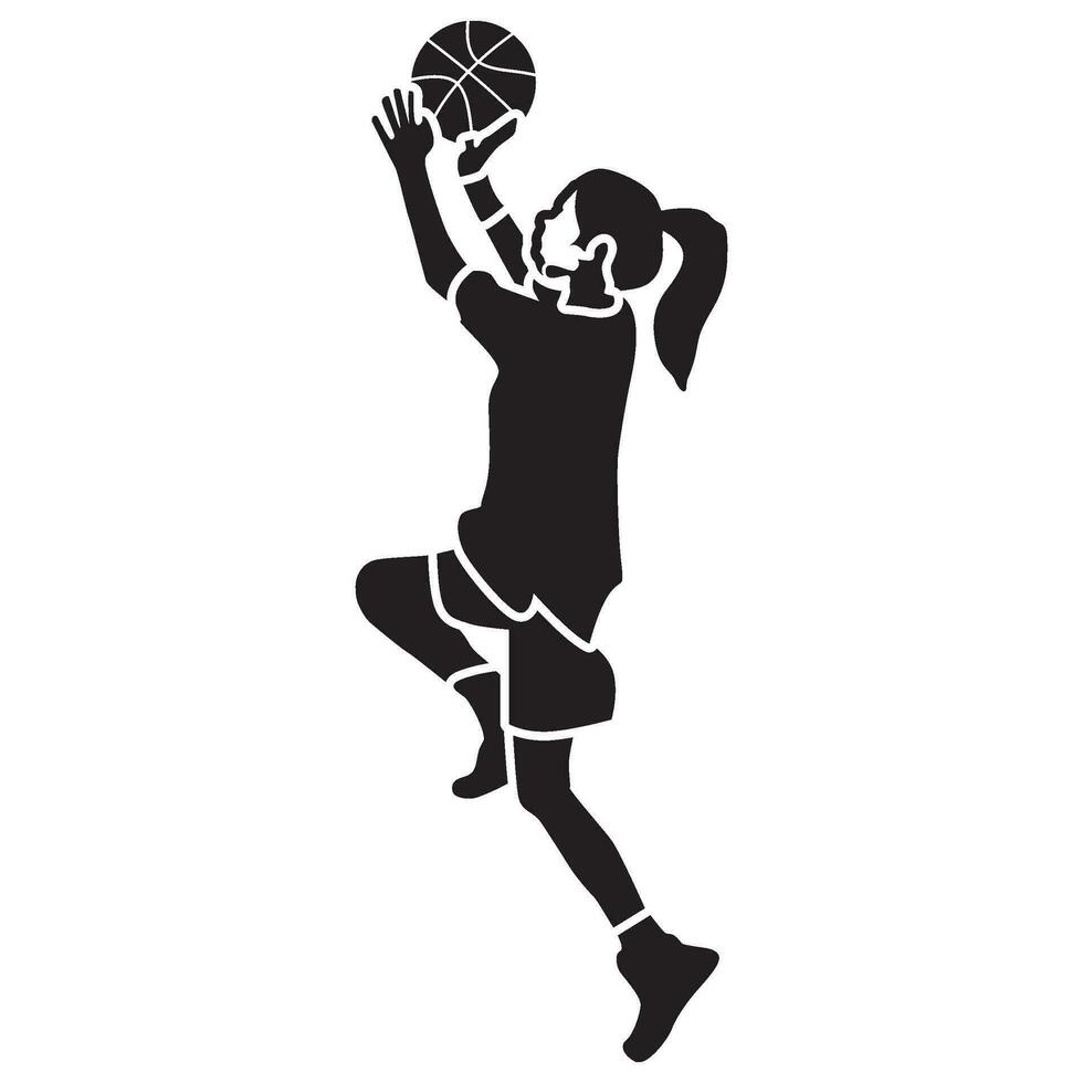 Basketball Girls Pose-Solid vector