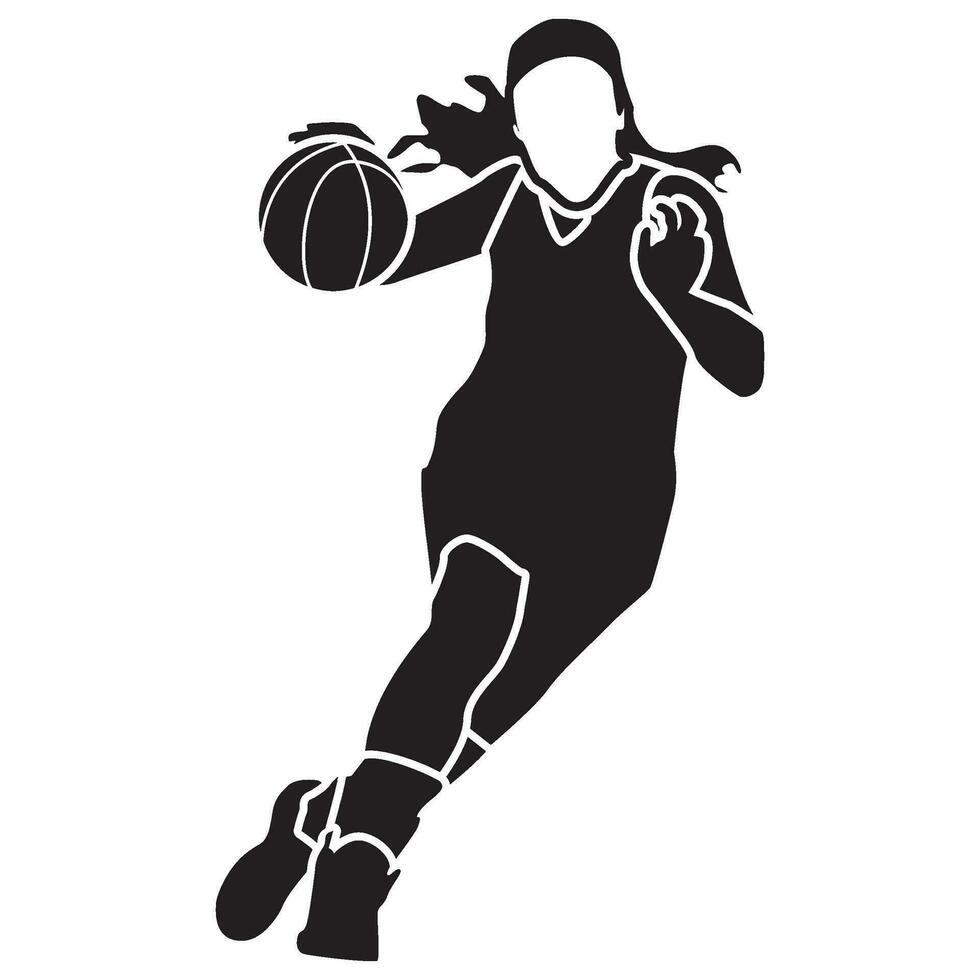 baloncesto muchachas pose sólida vector