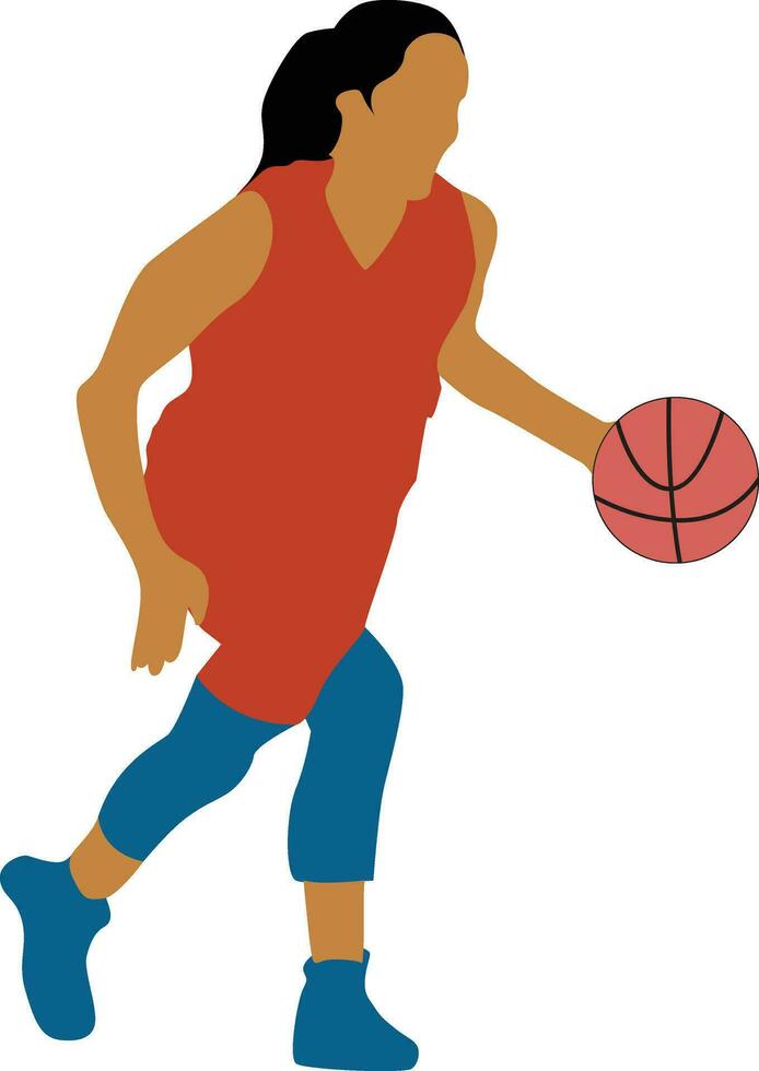 De las mujeres actitud regatear baloncesto jugador vector