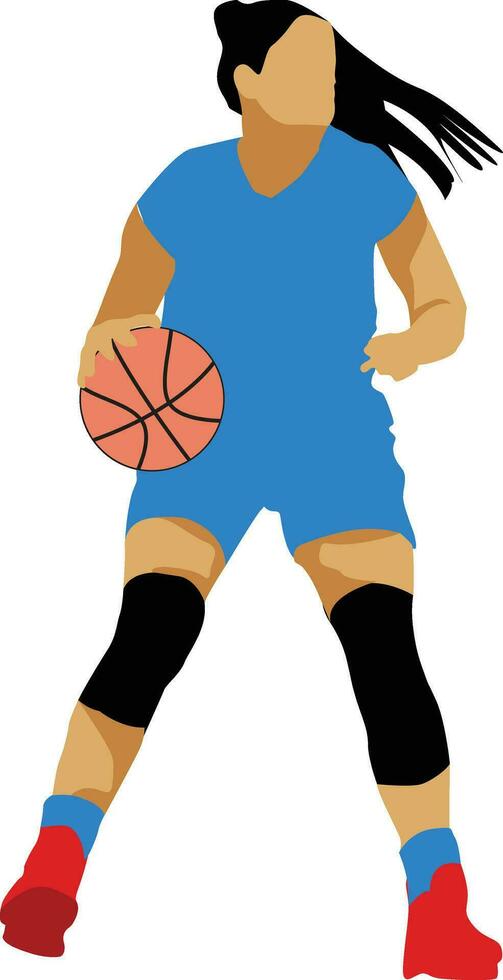 Women's Pose Dribble Basketball Player vector