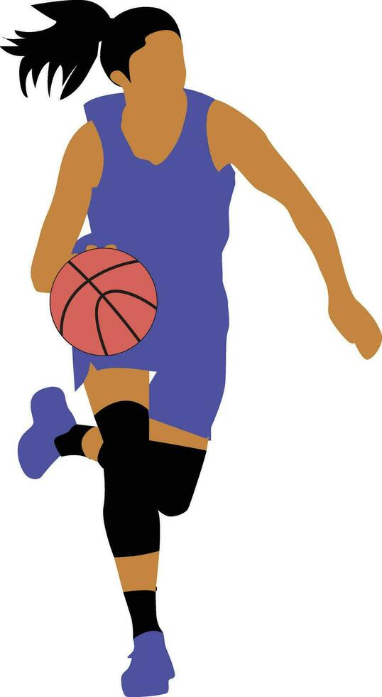 Women's Pose Dribble Basketball Player vector