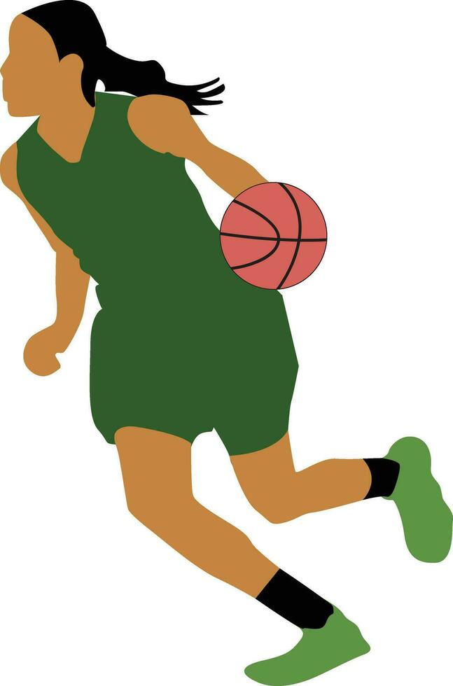 Women's Pose Dribble Basketball Player vector