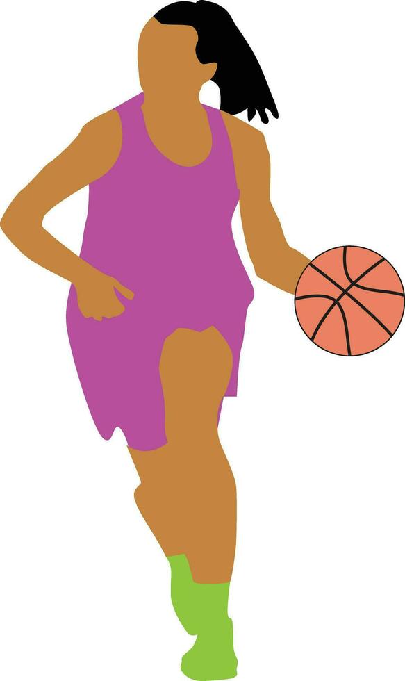 Women's Pose Dribble Basketball Player vector