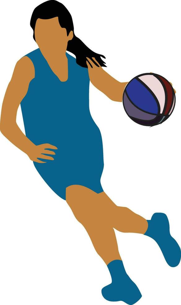Women's Pose Dribble Basketball Player vector