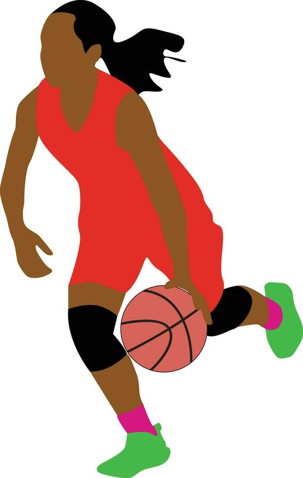 Women's Pose Dribble Basketball Player vector