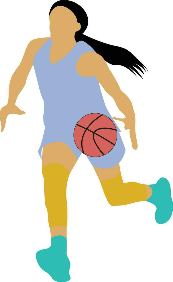 Women's Pose Dribble Basketball Player vector