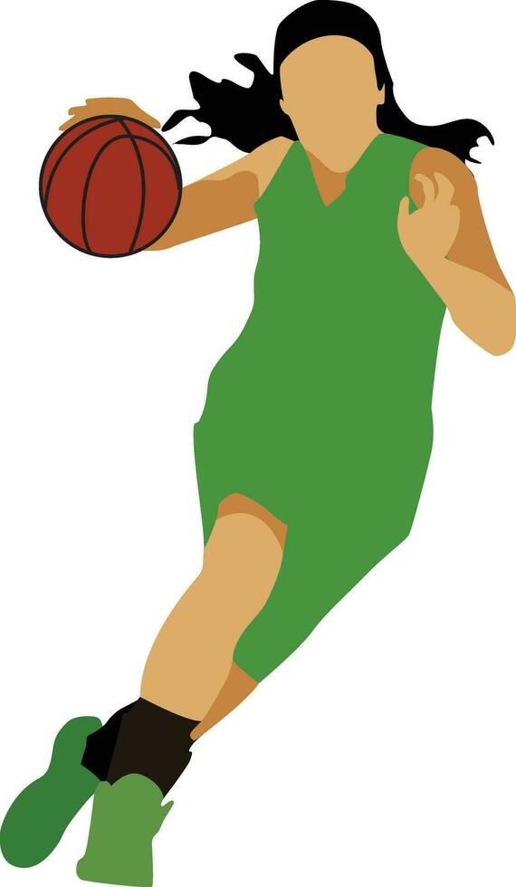 Women's Pose Dribble Basketball Player vector
