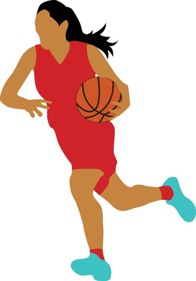 Women's Pose Dribble Basketball Player vector