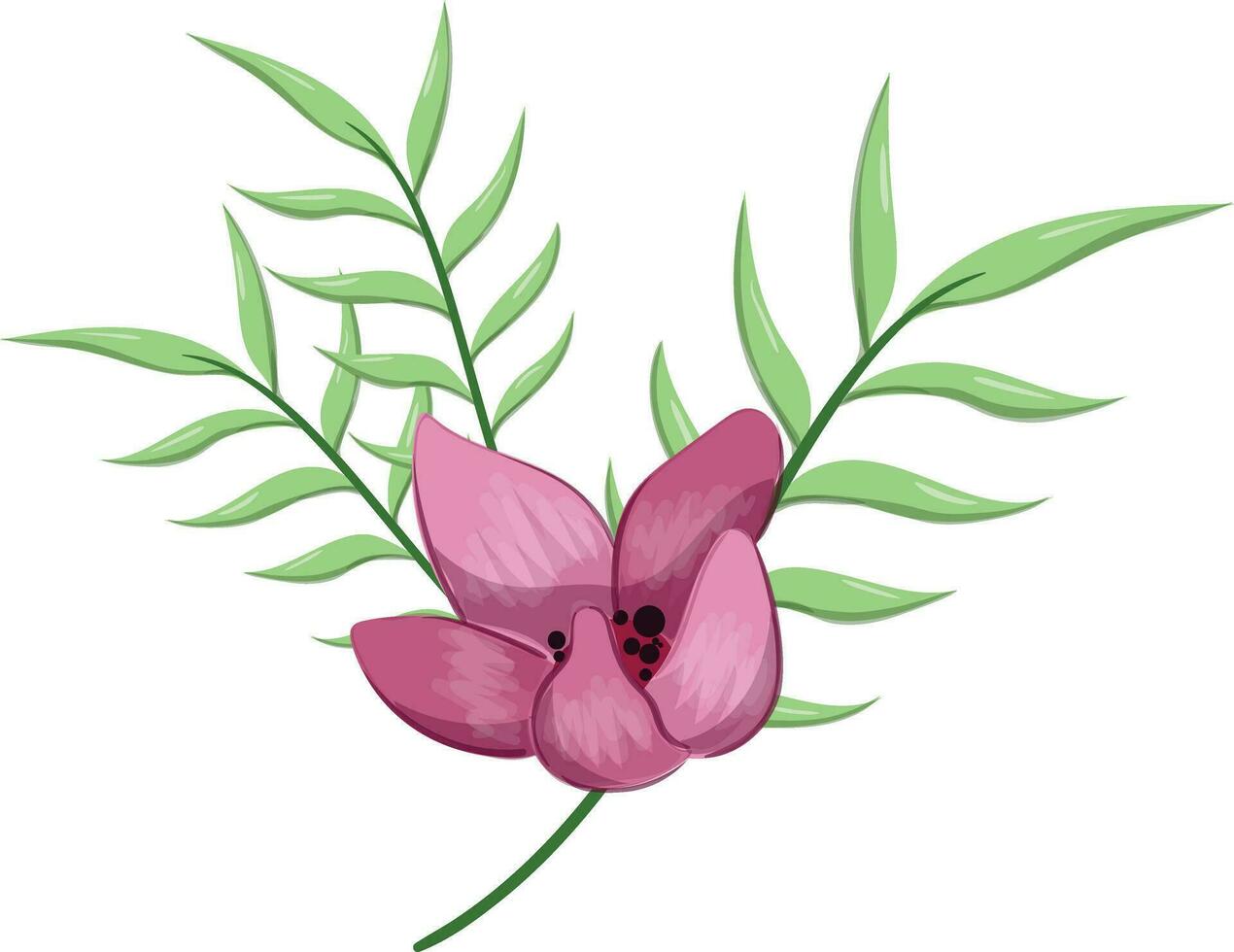 Half Bloom Flower with Long Leaves vector