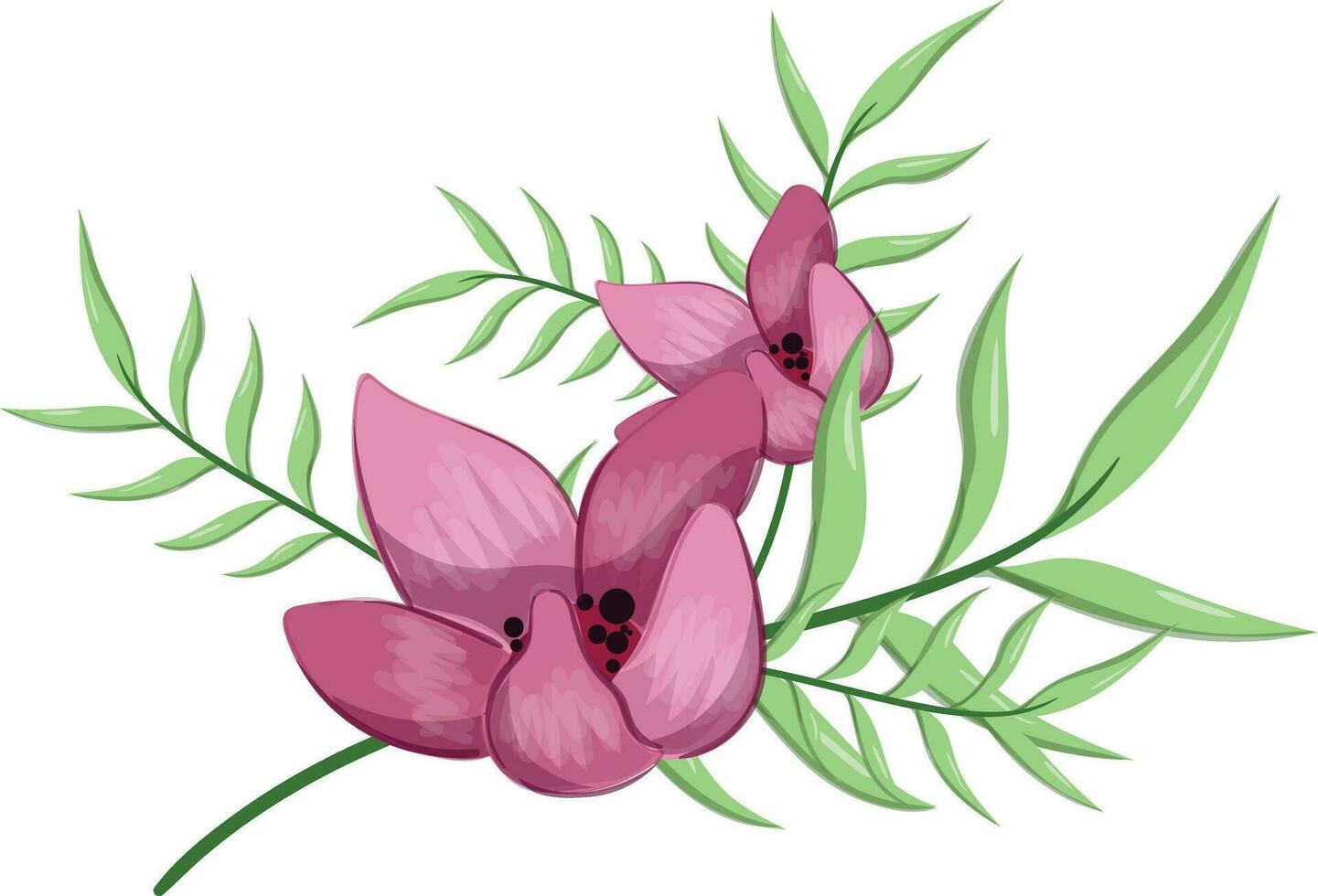 Half Bloom Flower with Long Leaves vector