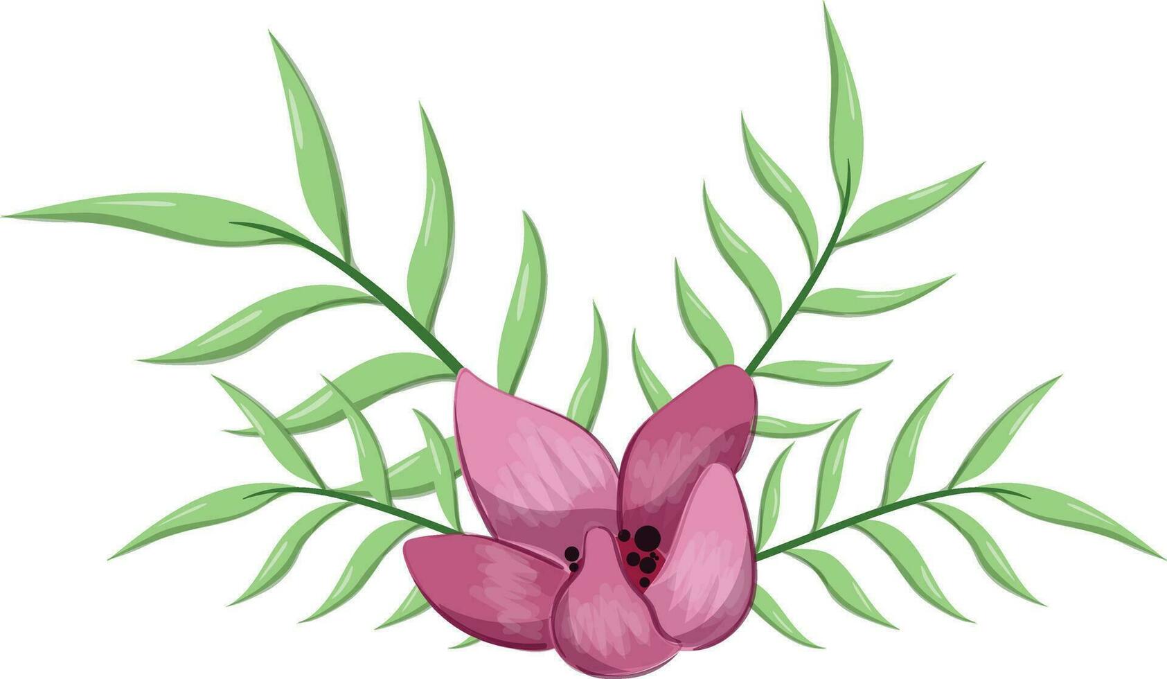 Half Bloom Flower with Long Leaves vector