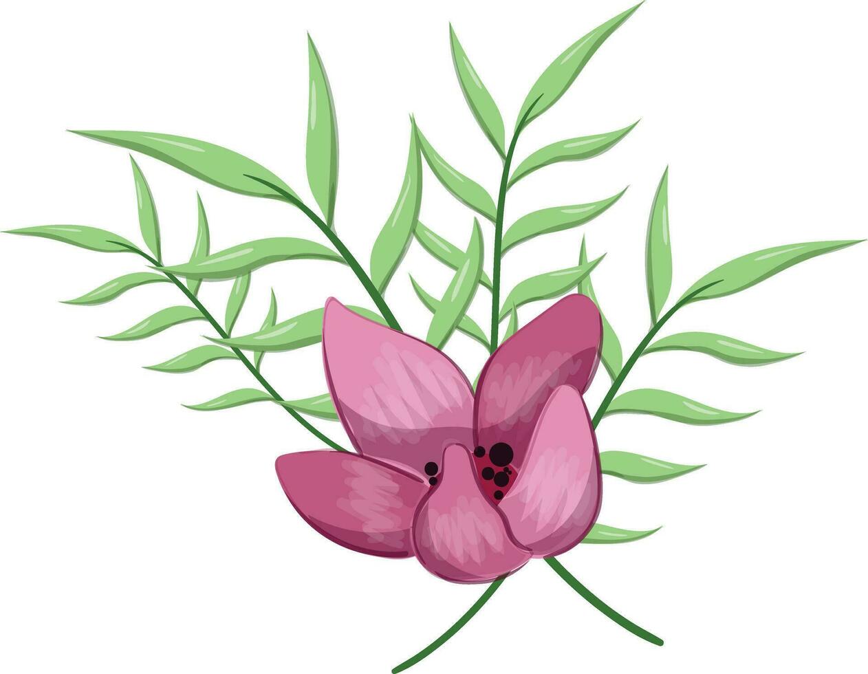 Half Bloom Flower with Long Leaves vector