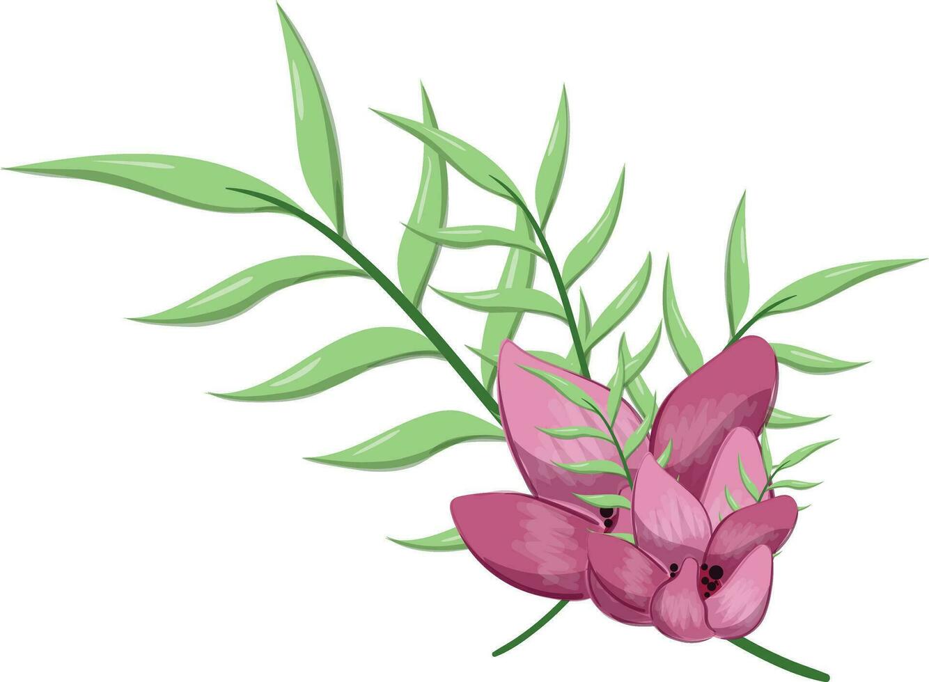 Half Bloom Flower with Long Leaves vector