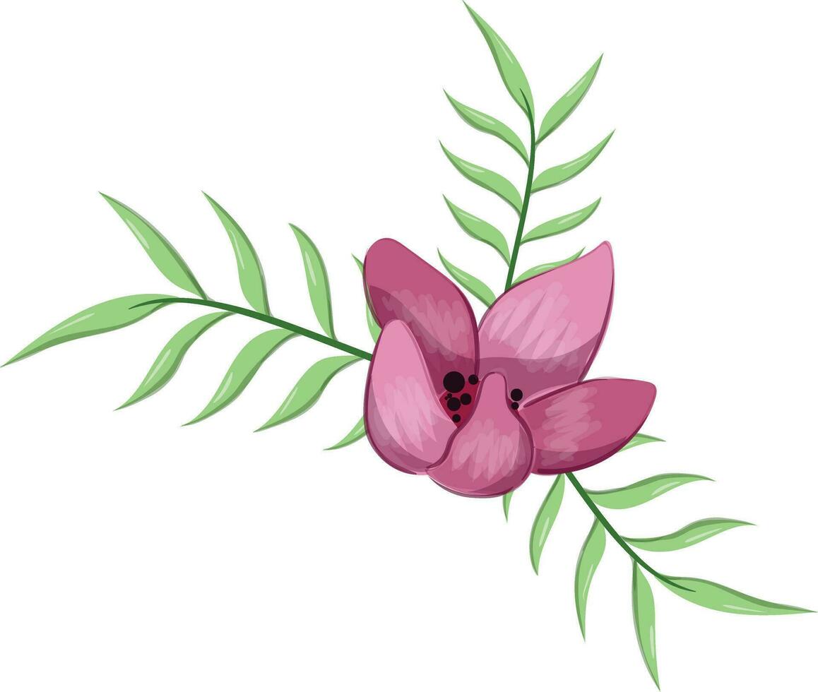 Half Bloom Flower with Long Leaves vector