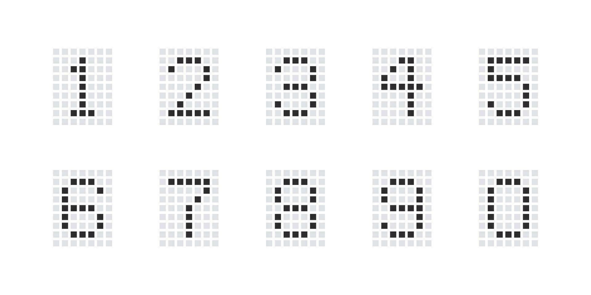 números en píxel estilo. números desde cero a nueve. vector escalable gráficos