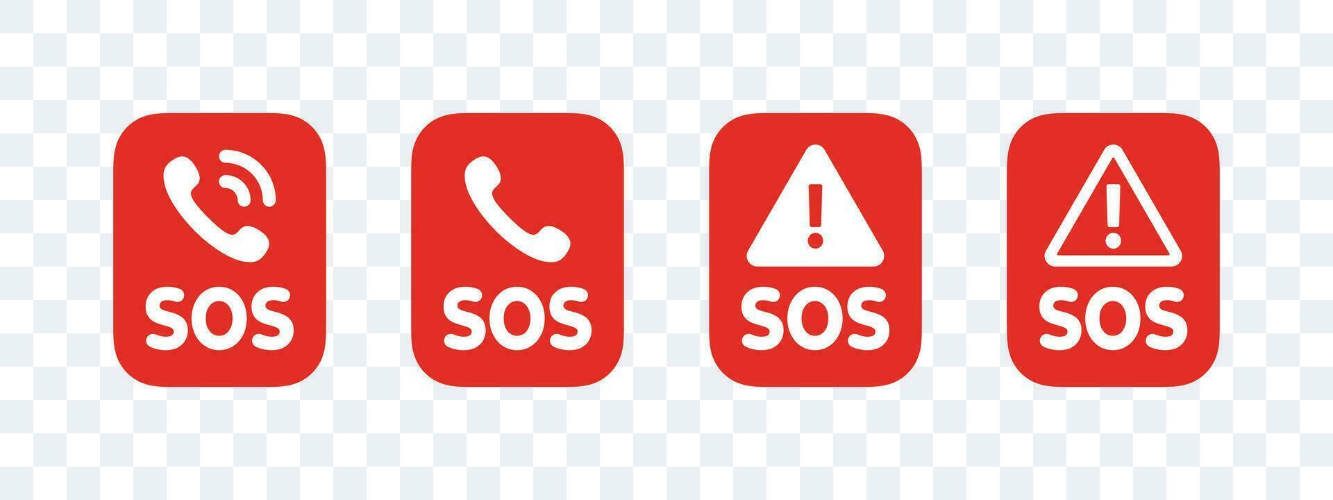 SOS Emergency badges. SOS icons. Help service sign. Vector scalable graphics
