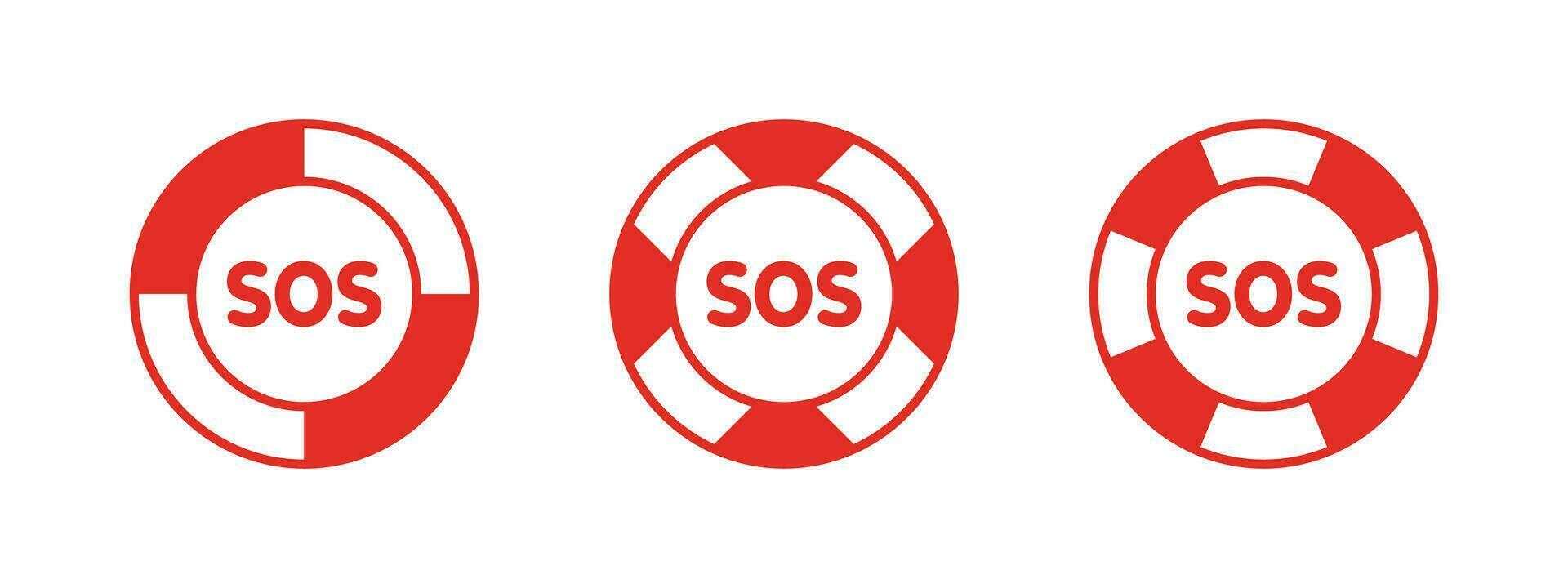 SOS Emergency icons. SOS icon in the form of a life buoy. Vector scalable graphics