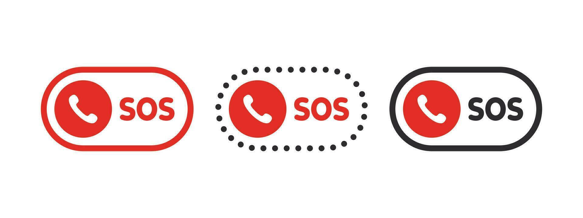 SOS Emergency icons. SOS buttons. Help service sign. Vector scalable graphics