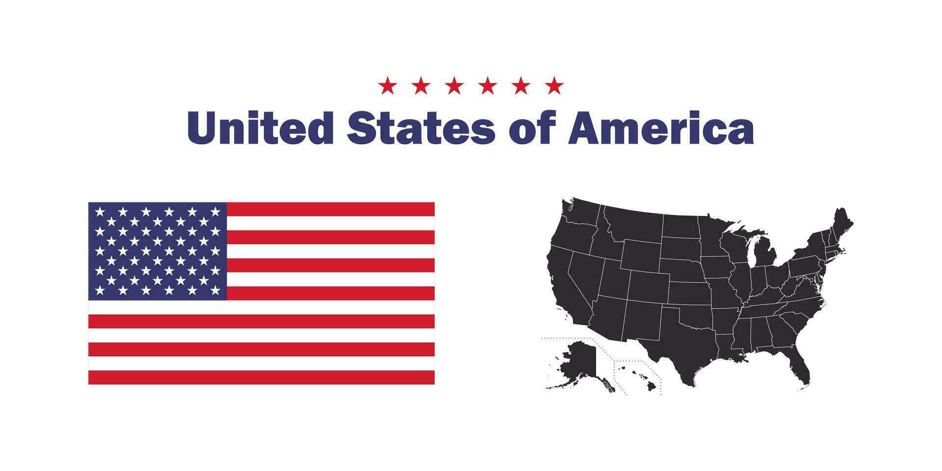 USA map and flag. The national flag of the United States. Vector scalable graphics