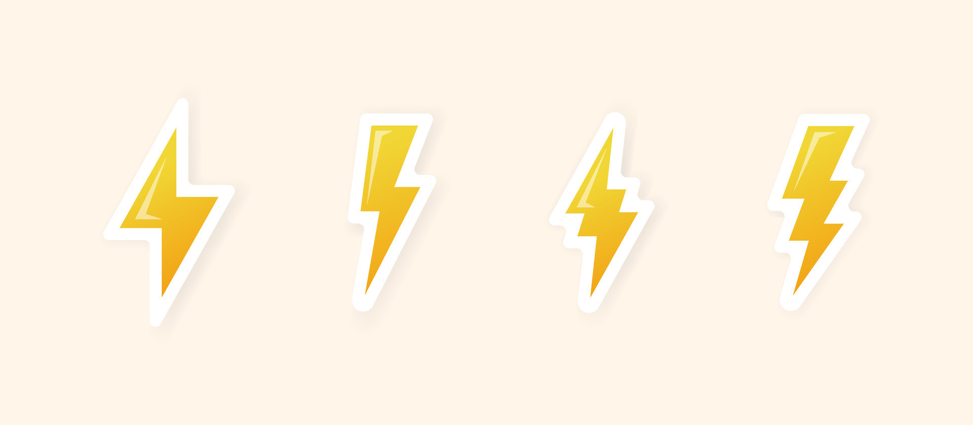 Lightning bolt signs. Yellow lightning bolt stickers. Vector scalable graphics 25735722 Vector