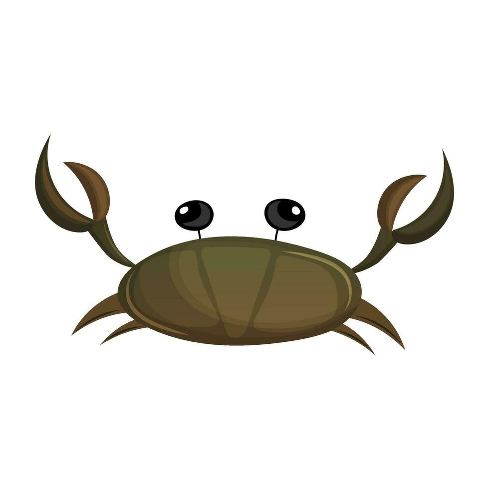 Sea crab with claws and bulging eyes. Flat vector illustration isolated on white background.