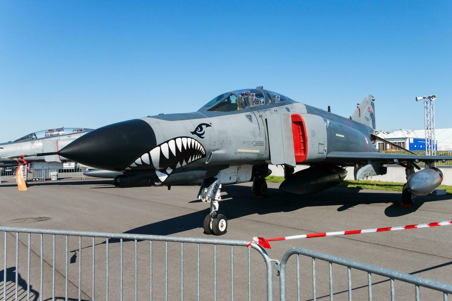 Military fighter jet plane at air base. Air force flight operation. Aviation and aircraft. Air defense. Military industry. Fly and flying. photo