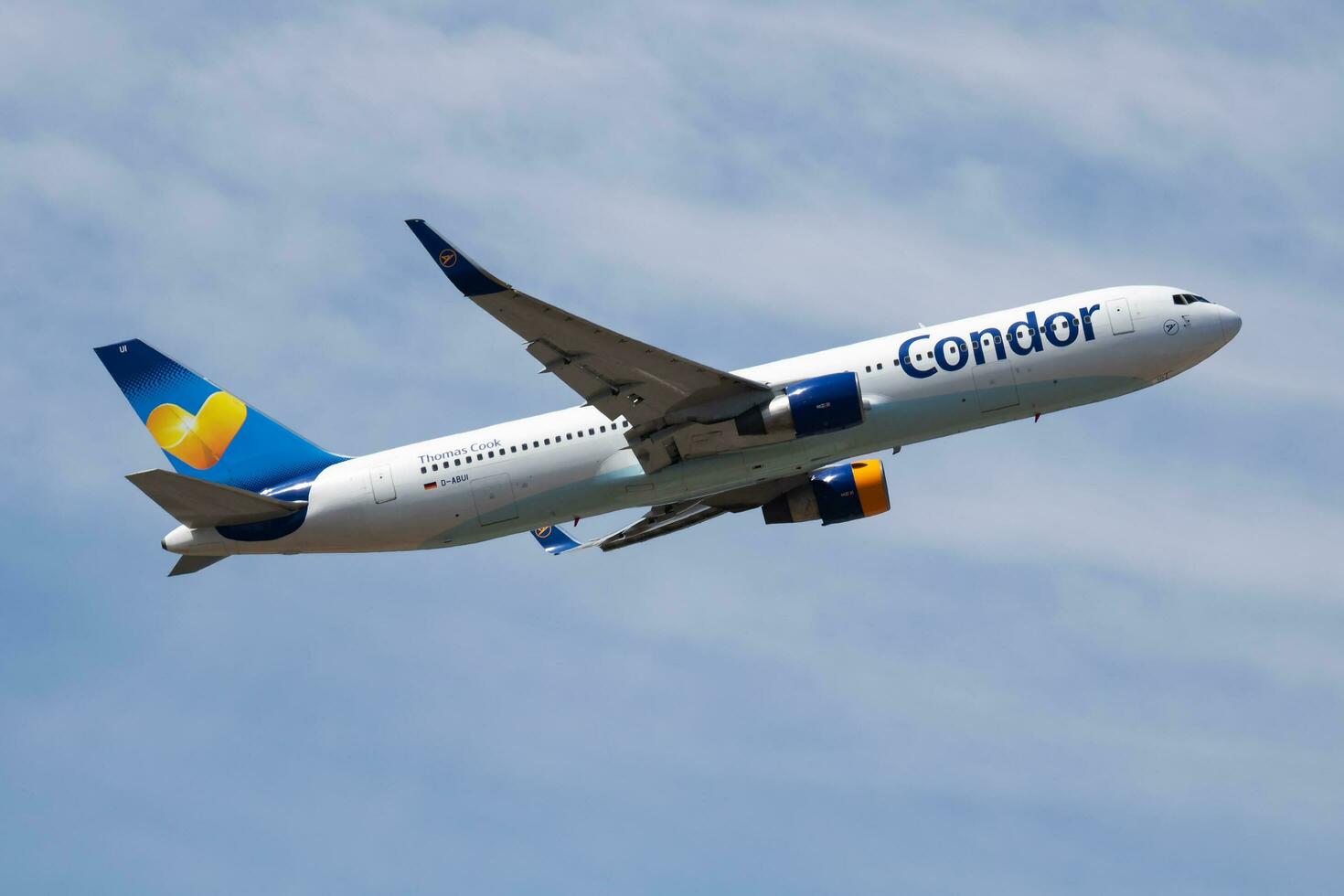 Condor Airlines passenger plane at airport. Schedule flight travel